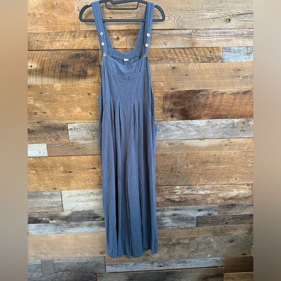 ANRABESS JUMPSUIT LOOSE SLEEVELESS ADJUSTABLE STRAPS BIB WIDE LEG W/POCKETS sz M - Picture 5 of 16